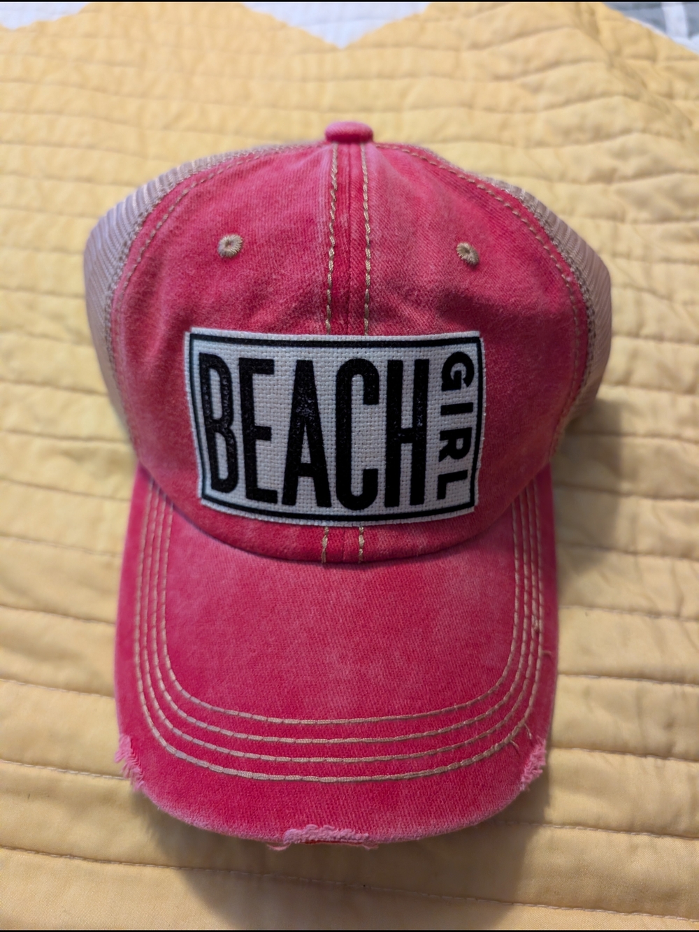 Pink ‘Beach Girl’ Distressed Trucker Hat